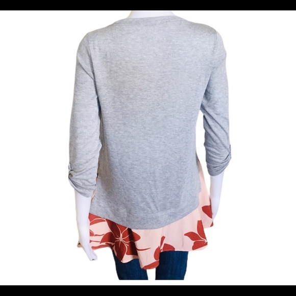 LITTLE YELLOW BUTTON (Anthropologie) Floral Tiered Twofer Long Sleeve Top Small - Picture 4 of 13